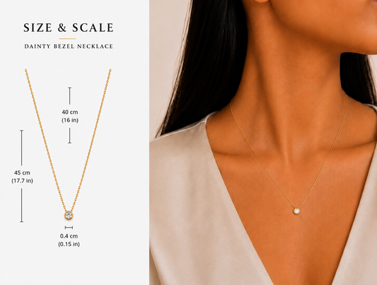 18K Gold Plated Bezel Solitaire Necklace