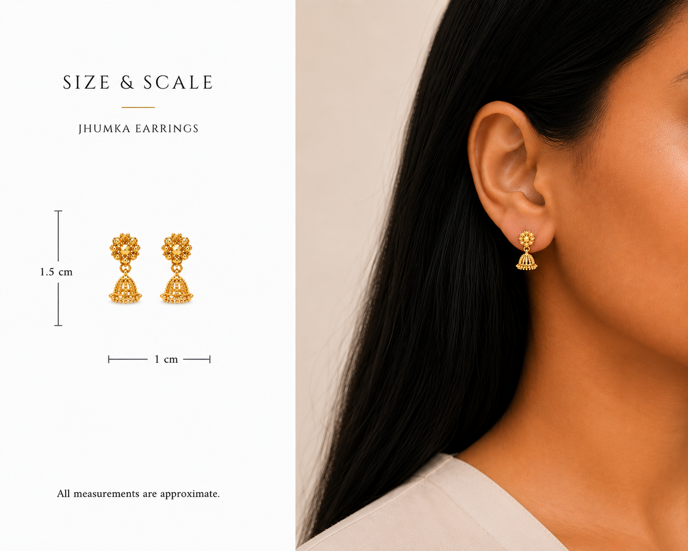 18k Gold Plated Micro Jhumka Earrings