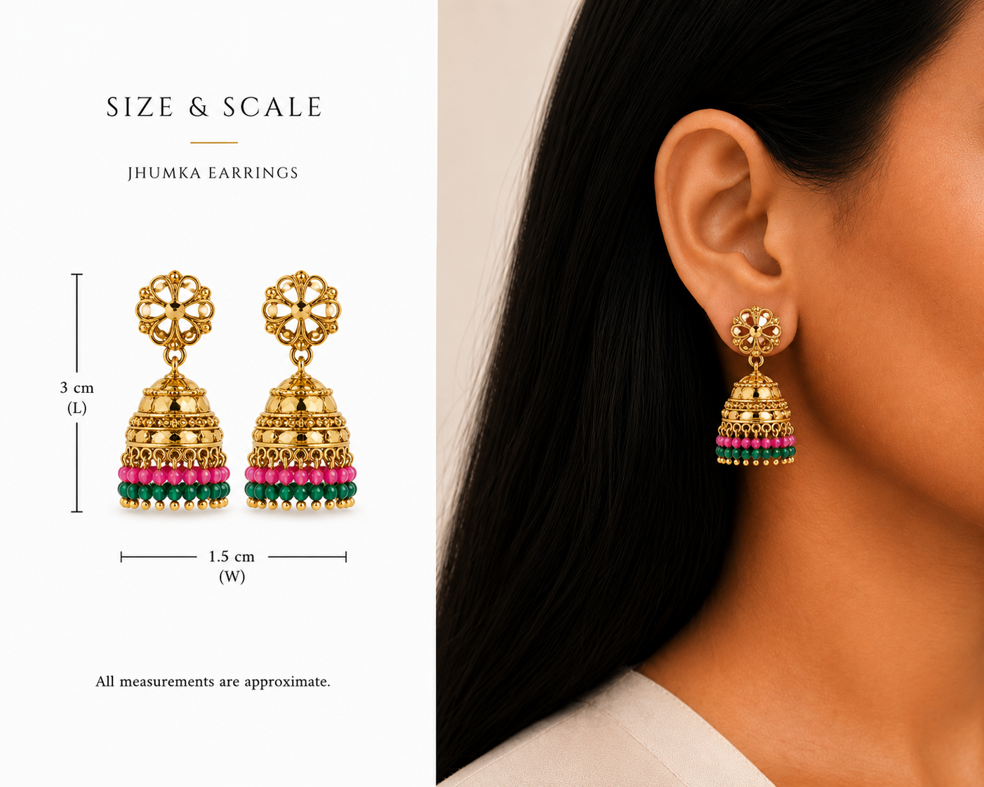 18k Gold Plated Filigree Jhumka Earrings