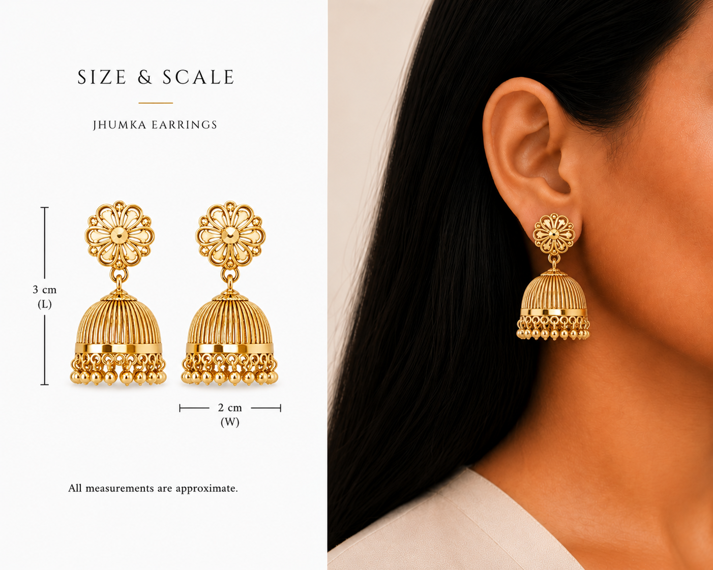 18k Gold Plated Dome Jhumka Earrings