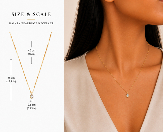 18k Gold Plated Crystal Teardrop Pendant Necklace