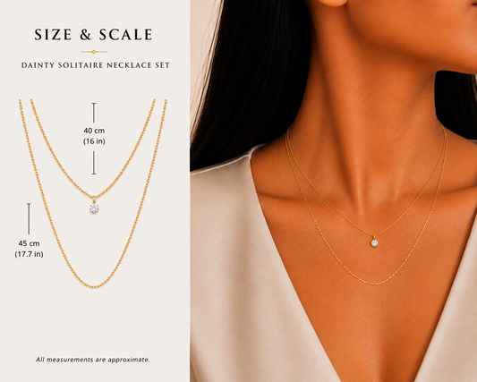 18k Gold Plated Double Layer Crystal Solitaire Necklace