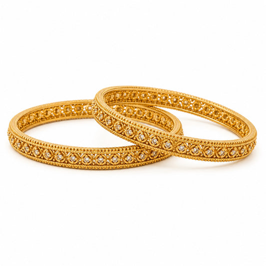 18k Gold Plated Filigree Bangle Set with crystal embellishments