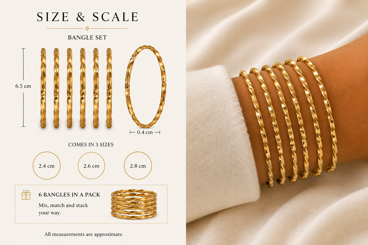 18K Gold Plated Twisted Rope Bangle Set