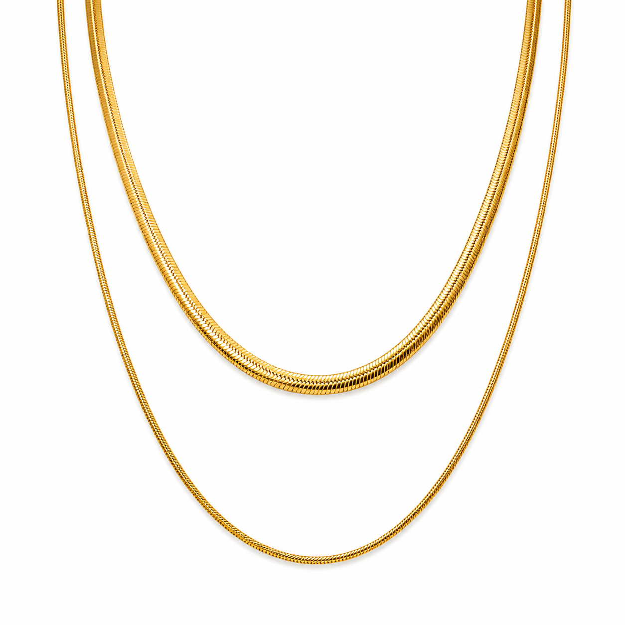 18k Gold Plated Layered Snake Chain Necklace by SONA