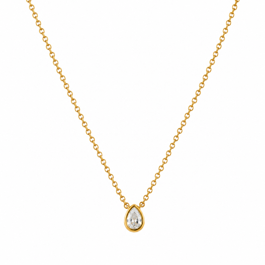 18k Gold Plated Crystal Teardrop Pendant Necklace by SONA
