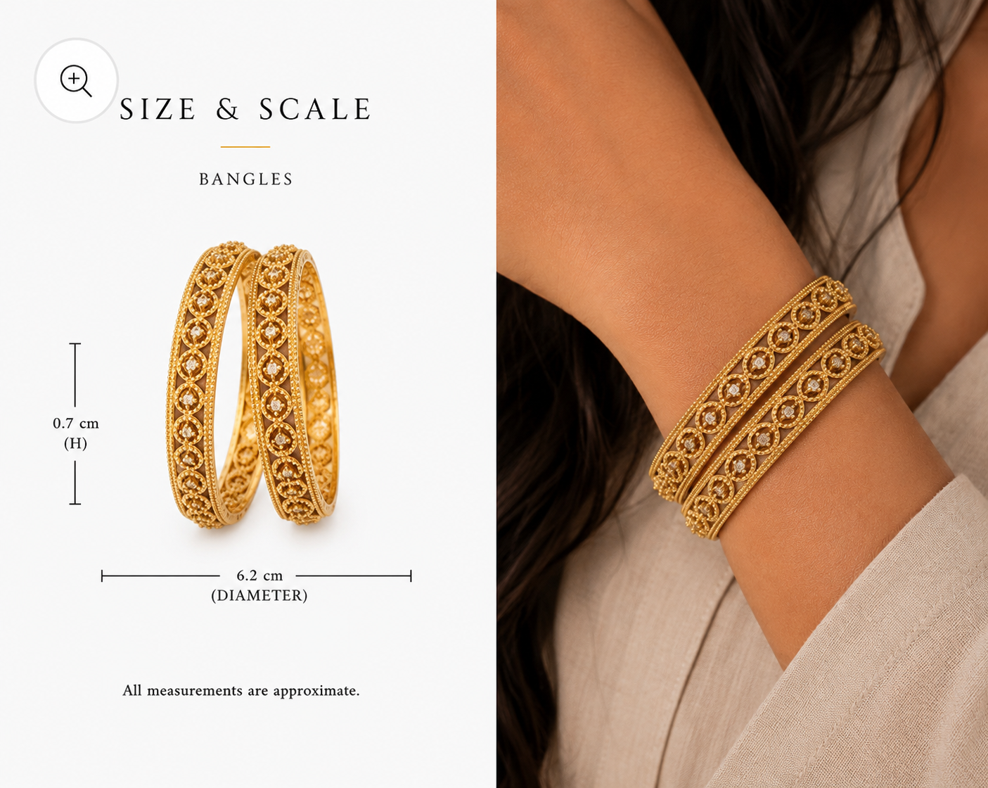 18k Gold Plated Filigree Bangle Set (Pair)